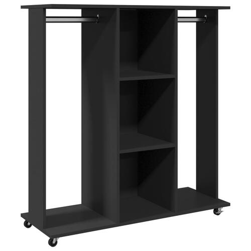 Klædeskab med hjul 102x38x110 cm konstrueret træ sort