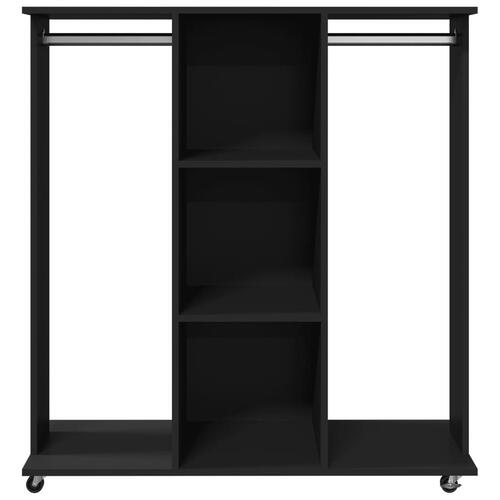 Klædeskab med hjul 102x38x110 cm konstrueret træ sort