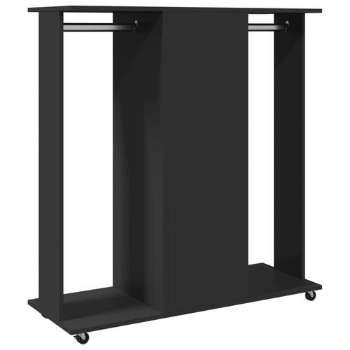 Klædeskab med hjul 102x38x110 cm konstrueret træ sort