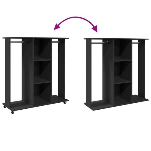 Klædeskab med hjul 102x38x110 cm konstrueret træ sort
