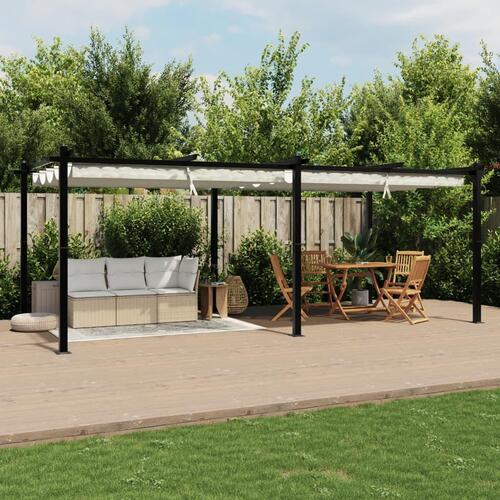 Pavillon med sammenrulleligt tag 3x6 m aluminium cremefarvet