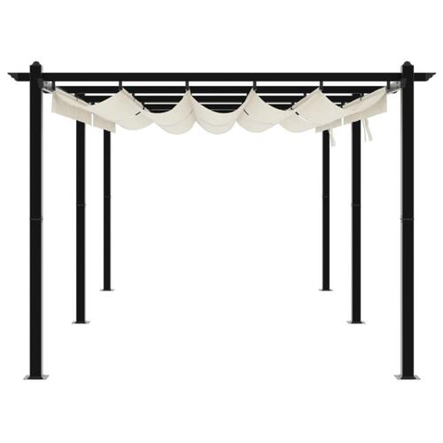 Pavillon med sammenrulleligt tag 3x6 m aluminium cremefarvet