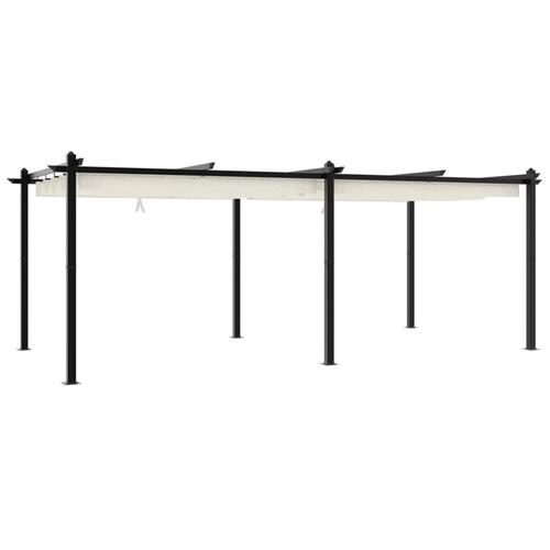 Pavillon med sammenrulleligt tag 3x6 m aluminium cremefarvet
