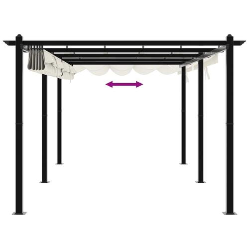 Pavillon med sammenrulleligt tag 3x6 m aluminium cremefarvet