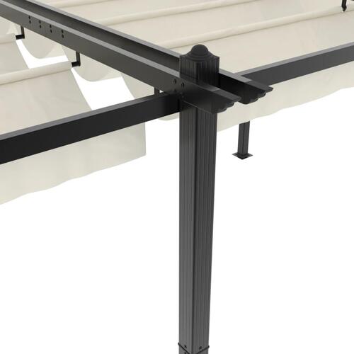 Pavillon med sammenrulleligt tag 3x6 m aluminium cremefarvet