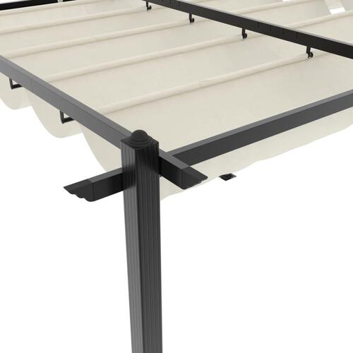 Pavillon med sammenrulleligt tag 3x6 m aluminium cremefarvet