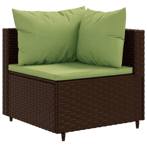 Loungesæt til haven 6 dele med hynder polyrattan brun