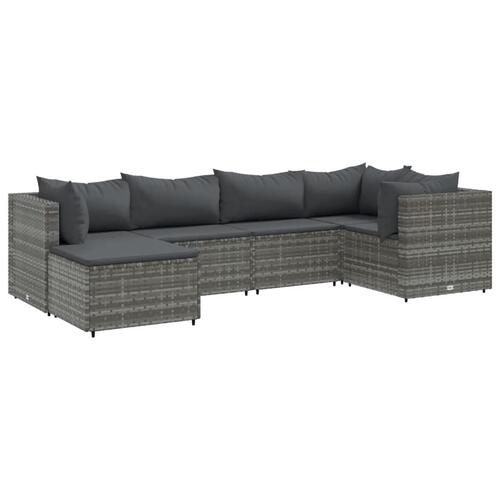 Loungesæt til haven 6 dele med hynder polyrattan grå