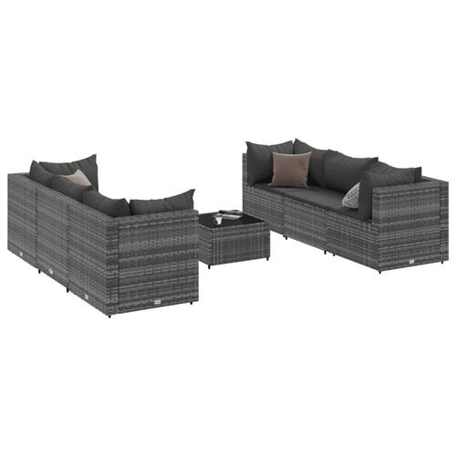 Loungesæt til haven 7 dele med hynder polyrattan grå