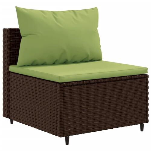 Loungesæt til haven 6 dele med hynder polyrattan brun