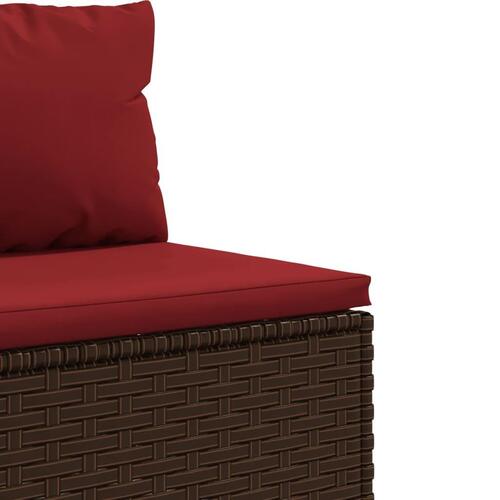 Loungesæt til haven 5 dele med hynder polyrattan brun