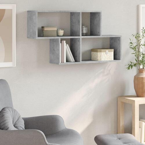 Væghylde 100x20x53 cm konstrueret træ betongrå
