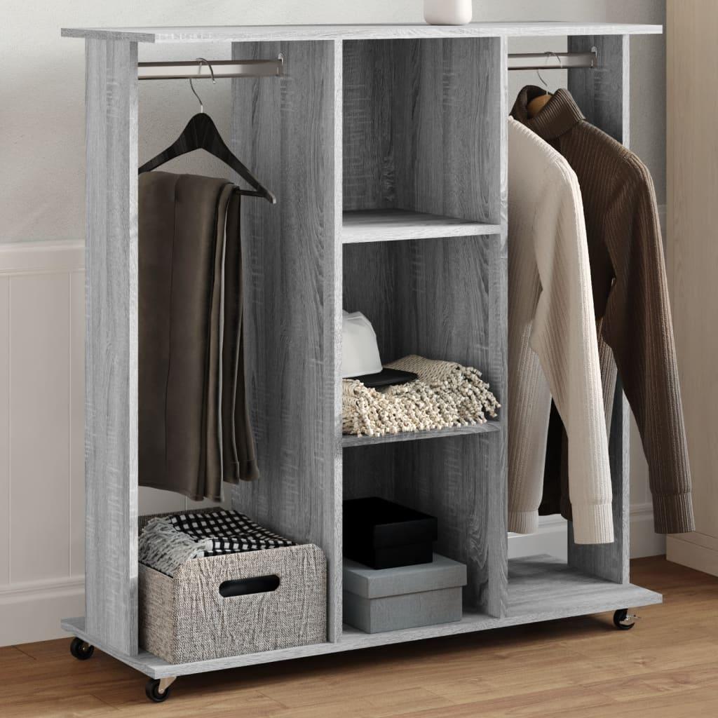 Klædeskab med hjul 102x38x110 cm konstrueret træ grå sonoma-eg