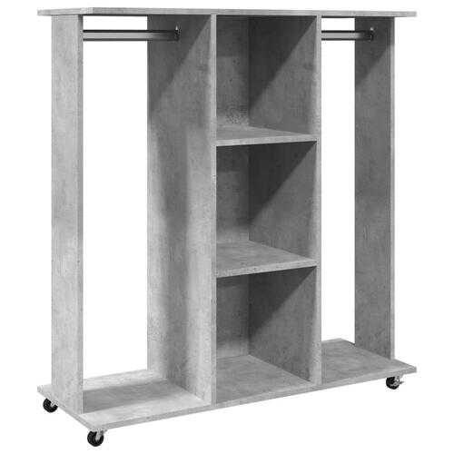 Klædeskab med hjul 102x38x110 cm konstrueret træ betongrå