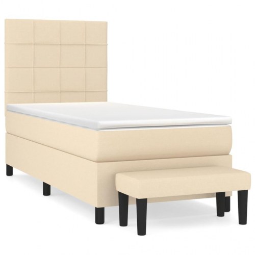 Kontinentalseng med madras 80×200 cm - stof, cremefarvet