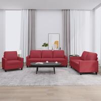 3 personers sofa med hynder kunstlæder vinrød