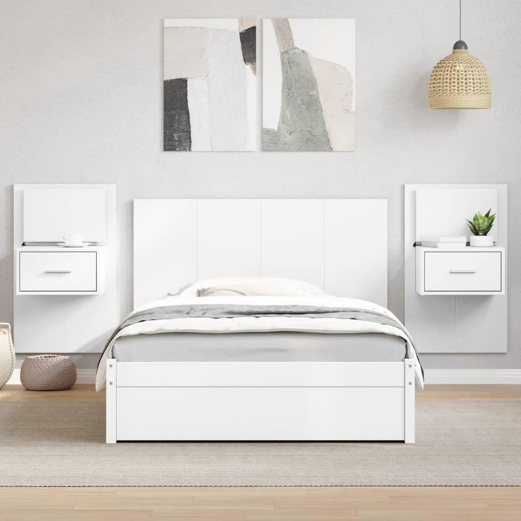 Sengegavl med skabe 120 cm konstrueret træ hvid