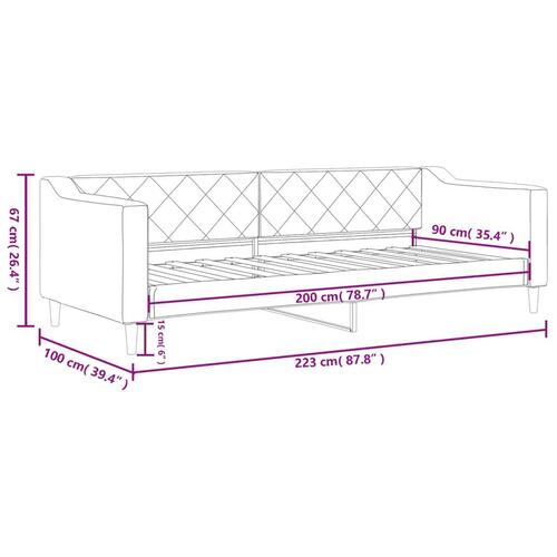 Daybed 90x200 cm stof cremefarvet