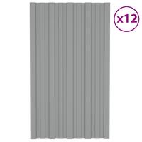 Tagplader 12 stk. 80x45 cm galvaniseret stål grå