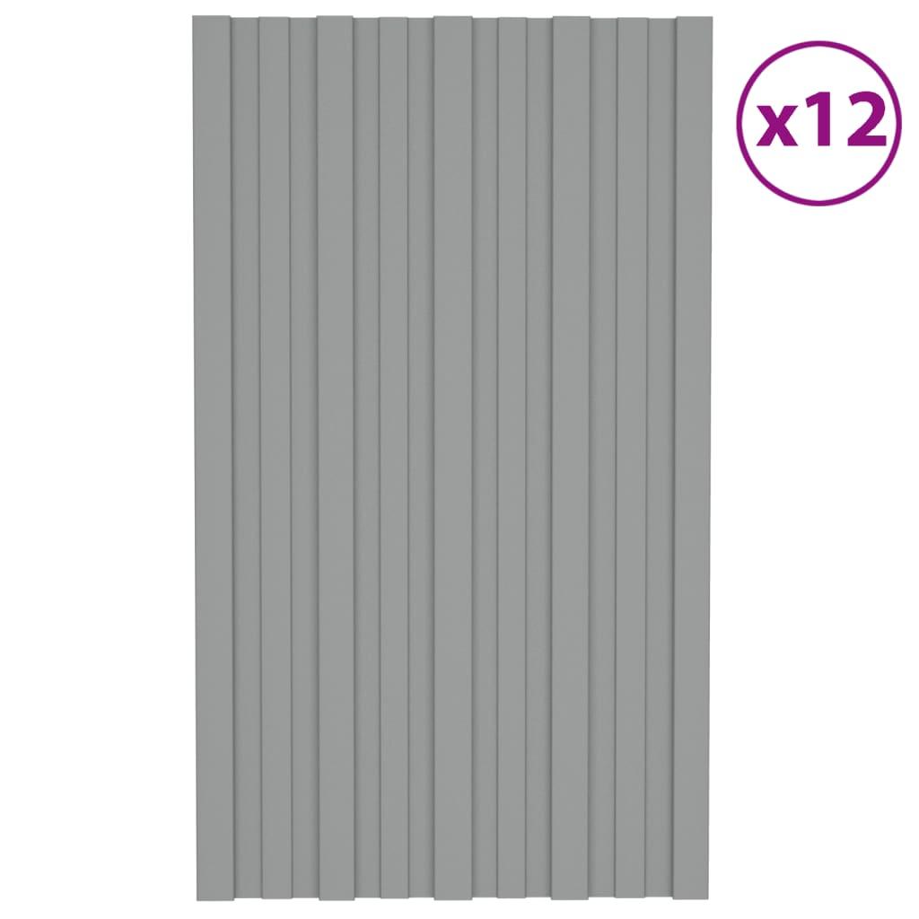 Tagplader 12 stk. 80x45 cm galvaniseret stål grå