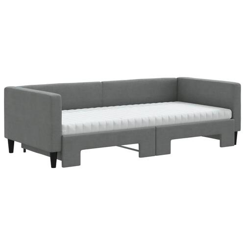 Daybed med udtræk og madras 90x200 cm stof mørkegrå