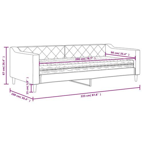 Daybed med madras 90x200 cm stof mørkegrå