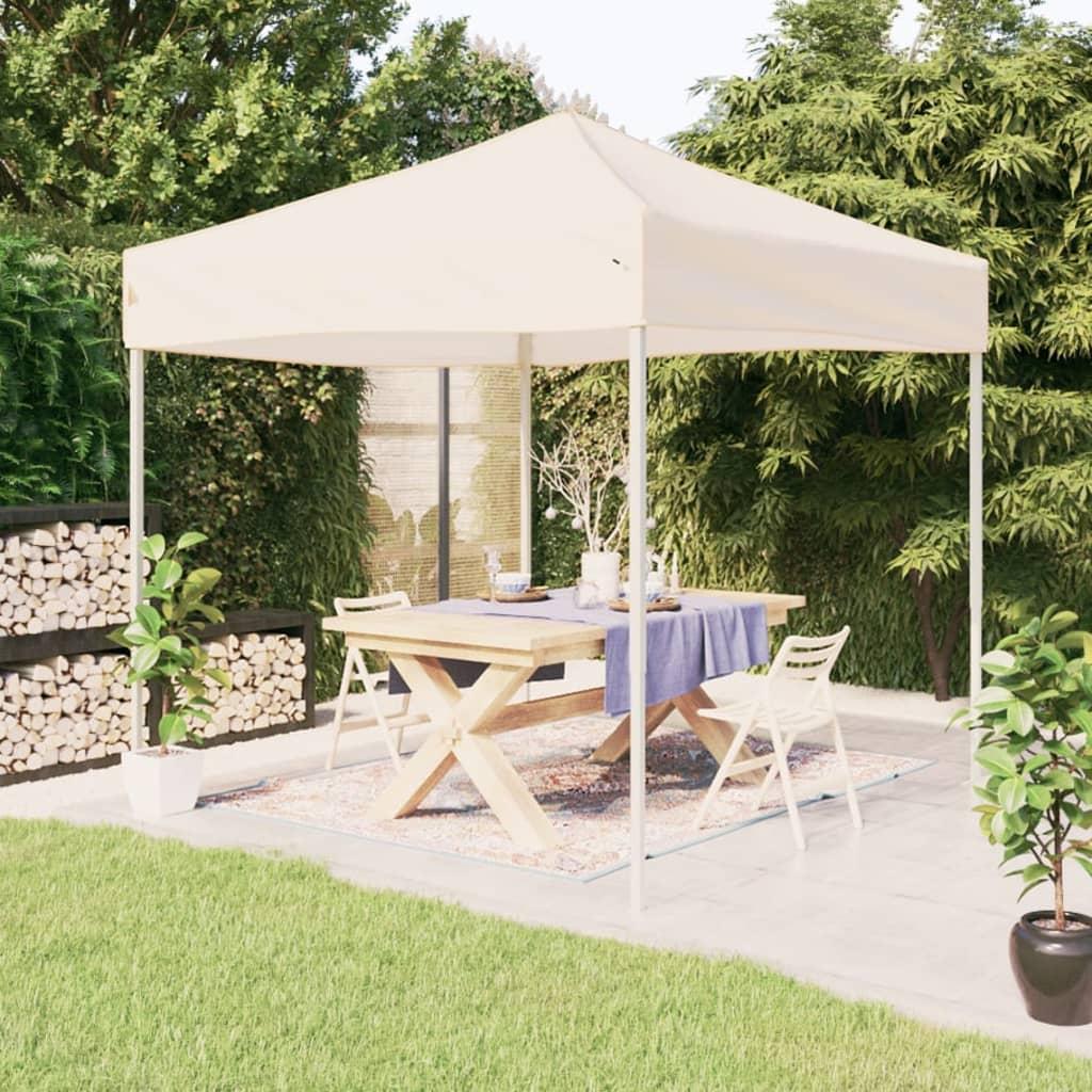 Foldbart festtelt 2x2 m cremefarvet