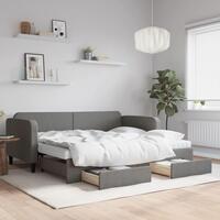 Daybed med udtræk og skuffer 90x200 cm stof mørkegrå