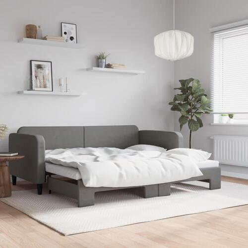 Daybed med udtræk 90x200 cm stof mørkegrå