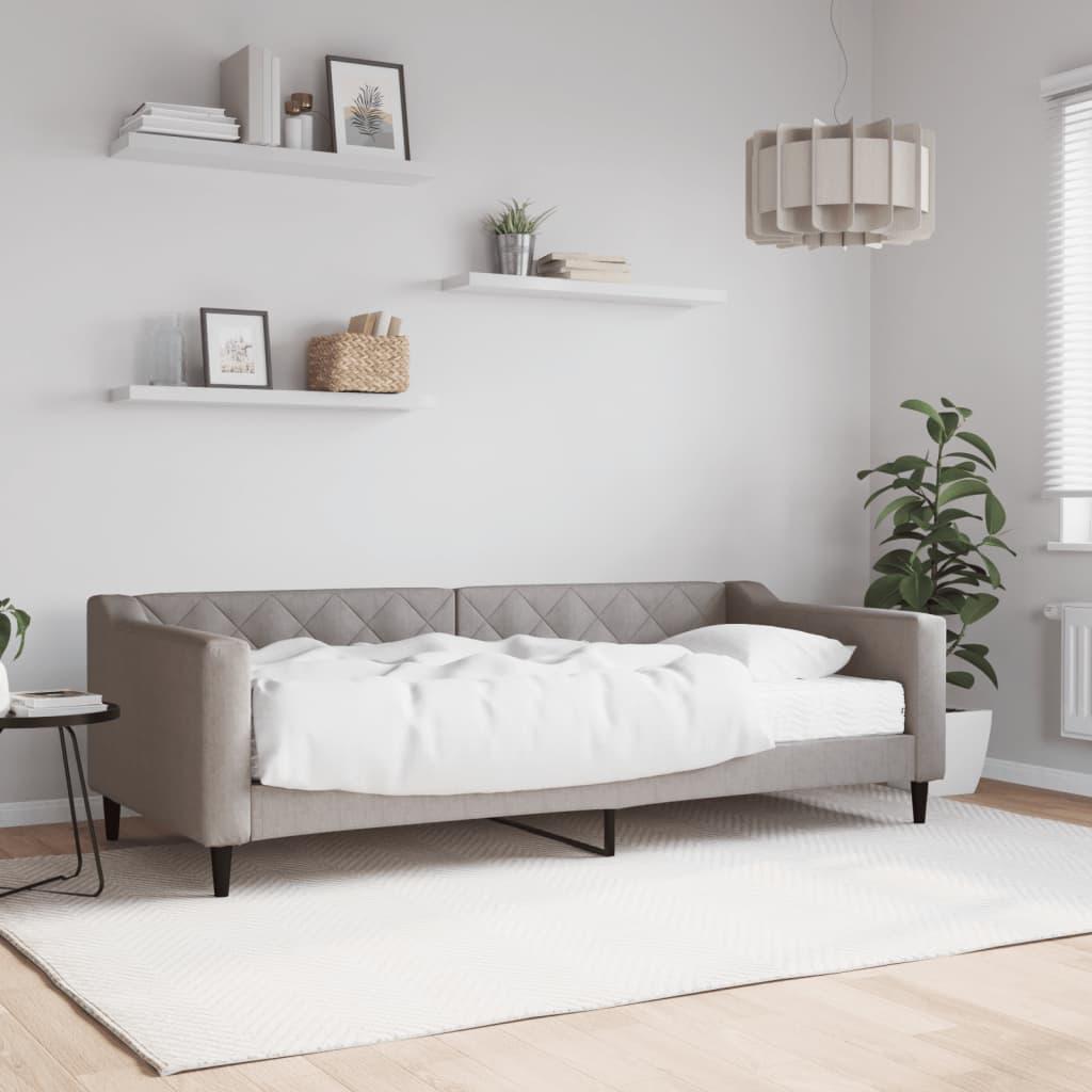 daybed med madras 90x200 cm stof gråbrun