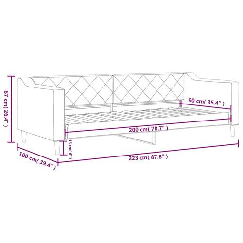 Daybed 90x200 cm stof gråbrun