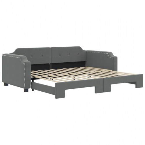 Daybed med udtræk 90×200 cm - stof, mørkegrå