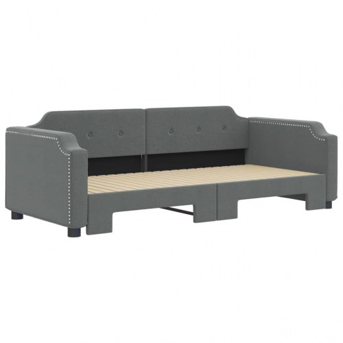Daybed med udtræk 90×200 cm - stof, mørkegrå