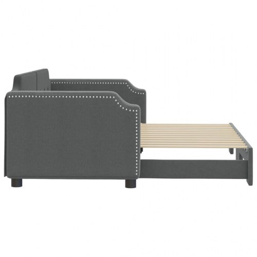 Daybed med udtræk 90×200 cm - stof, mørkegrå
