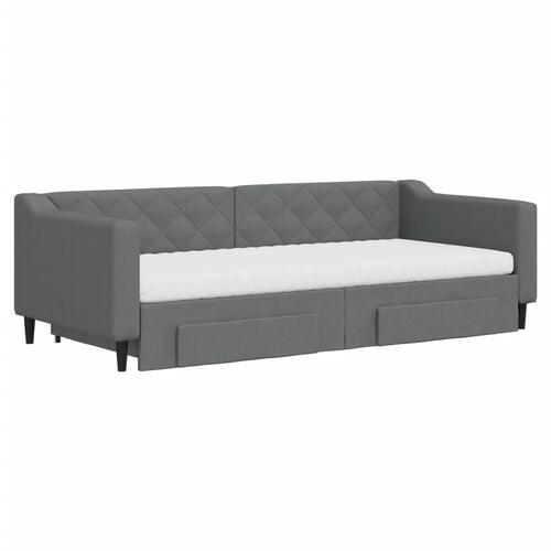 Daybed med udtræk og skuffer 90x200 cm stof mørkegrå