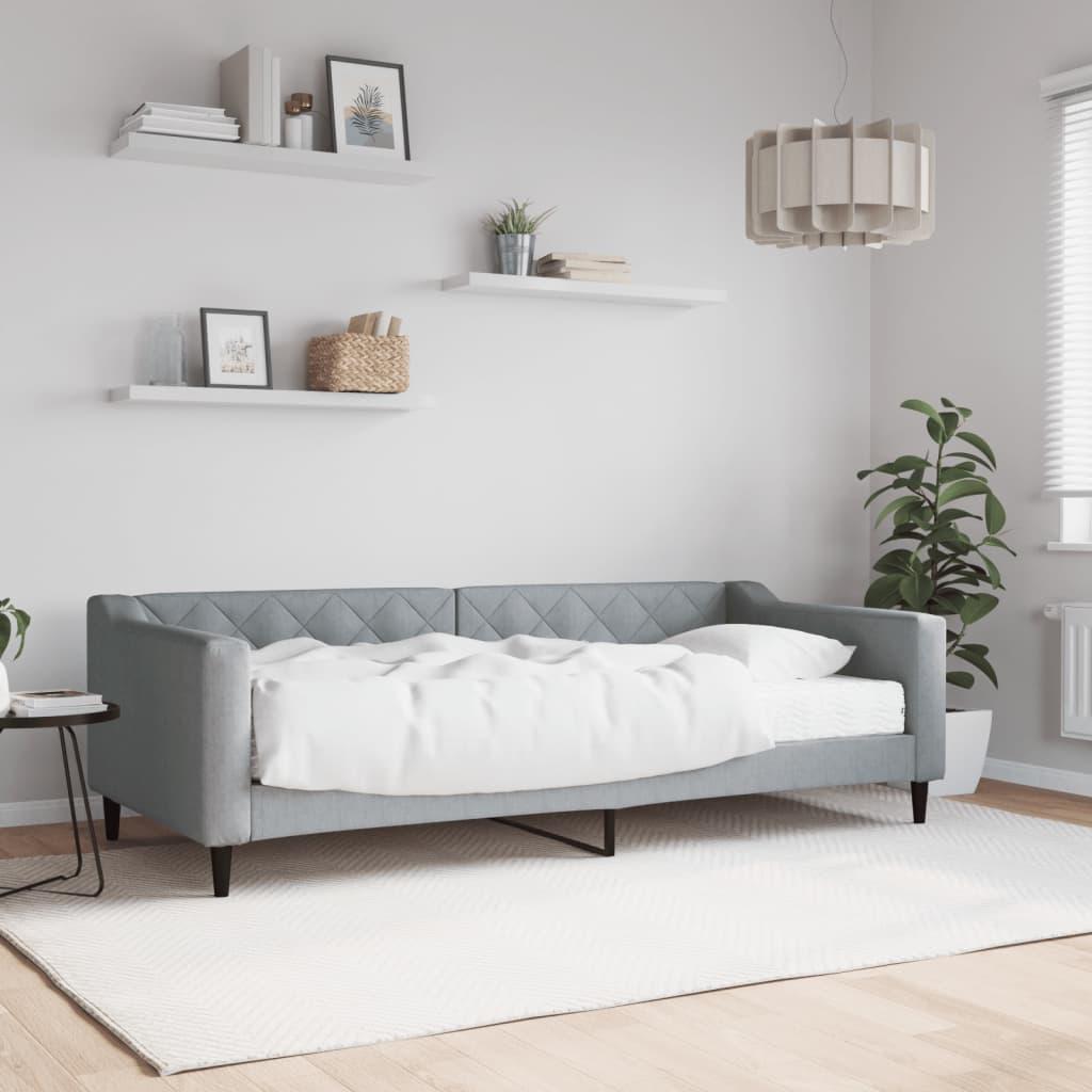 Daybed med madras 90x200 cm stof lysegrå