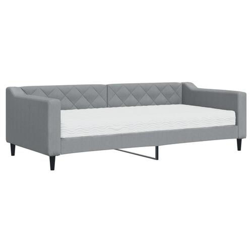 Daybed med madras 90x200 cm stof lysegrå