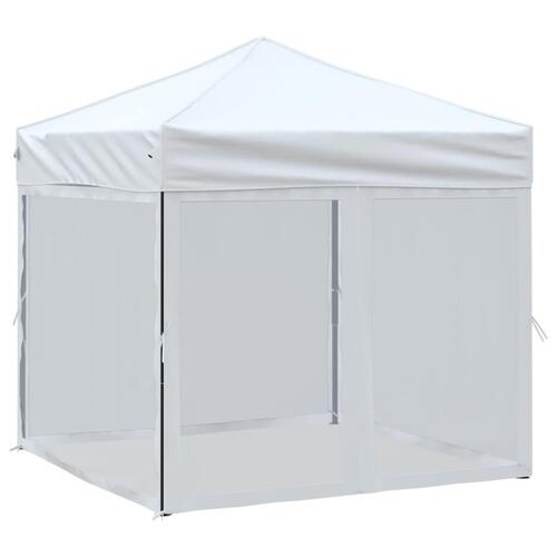 Foldbart festtelt med sidevægge 2x2 m hvid