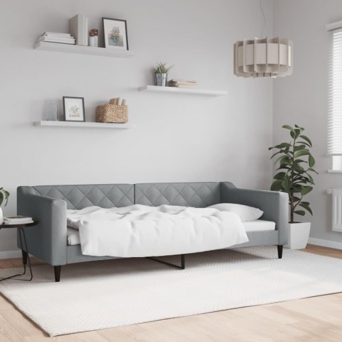 Daybed 90x200 cm i stof - lysegrå sengeramme/sovesofa