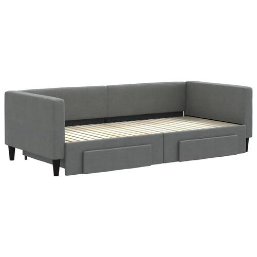 Daybed med udtræk og skuffer 90x200 cm stof mørkegrå