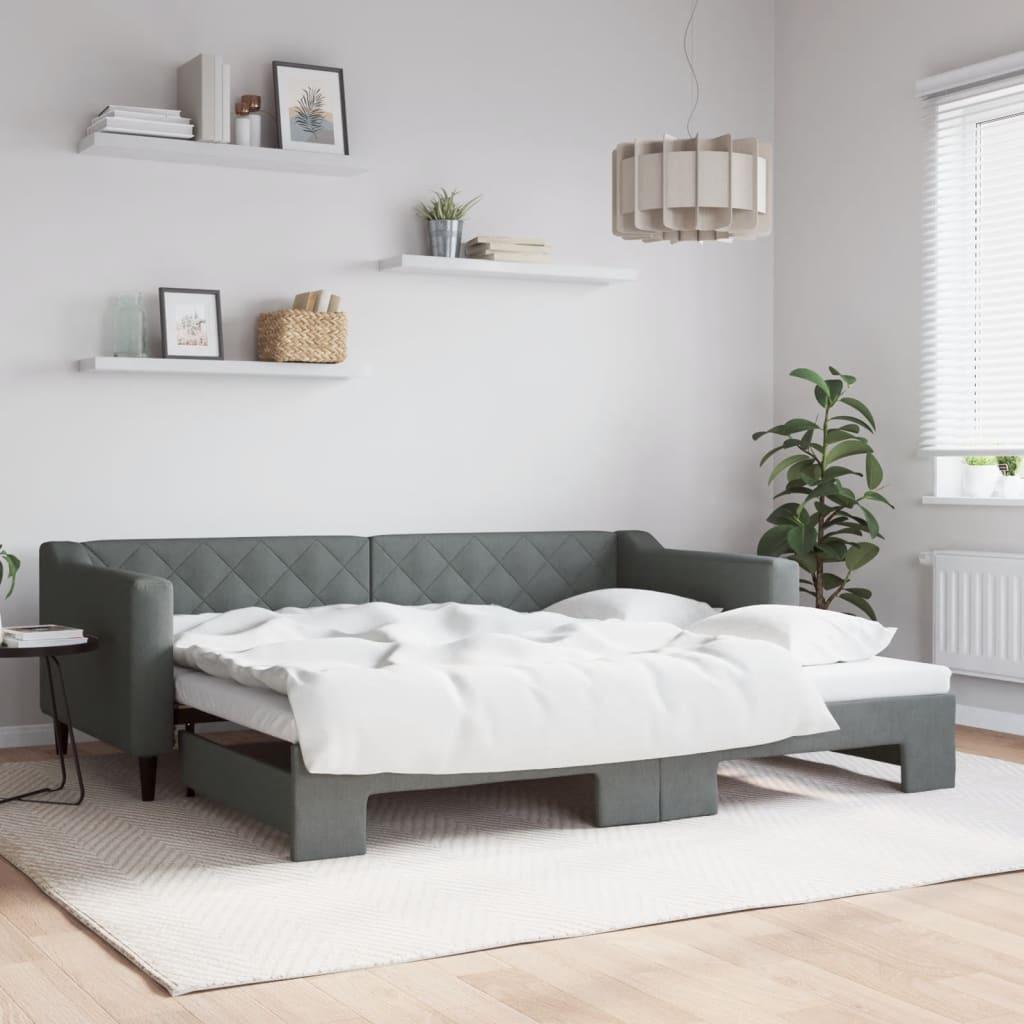 Daybed med udtræk 90x200 cm stof mørkegrå