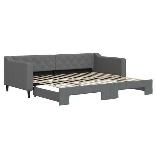 Daybed med udtræk 90x200 cm stof mørkegrå
