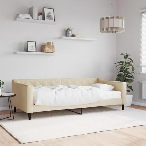 Daybed med madras 90x200 cm stof cremefarvet