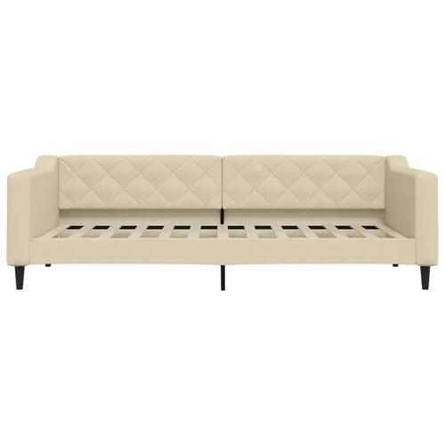 Daybed med madras 90x200 cm stof cremefarvet