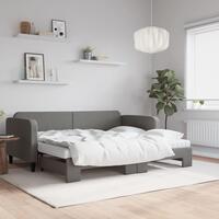 Daybed med udtræk og madras 90x200 cm stof mørkegrå