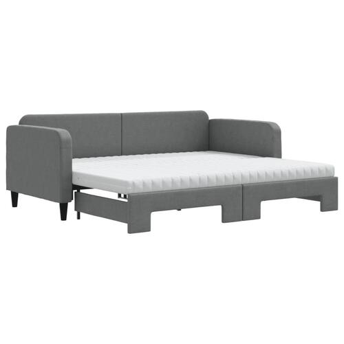Daybed med udtræk og madras 90x200 cm stof mørkegrå