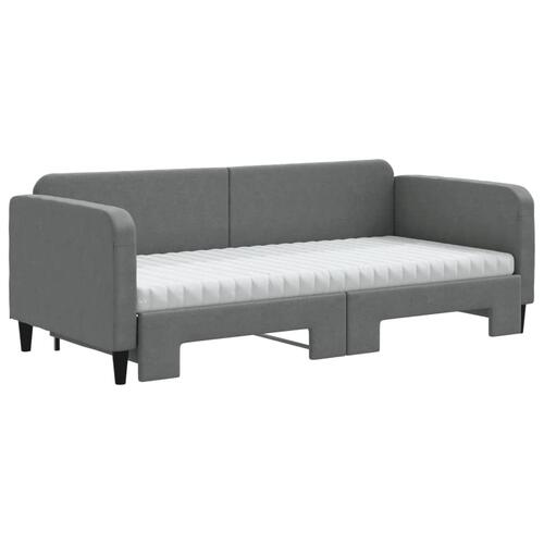 Daybed med udtræk og madras 90x200 cm stof mørkegrå