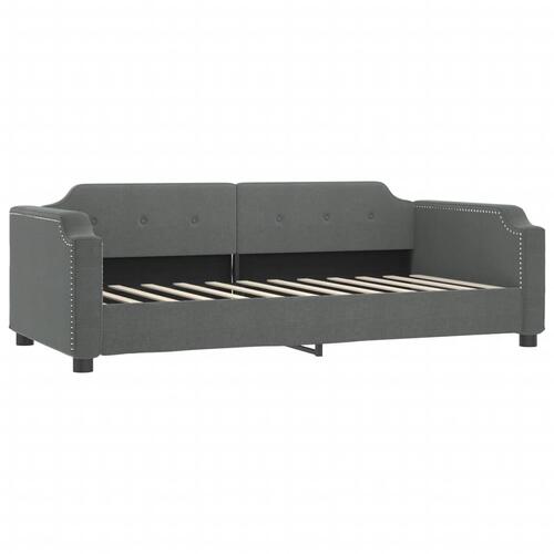 Daybed med udtræk og madras 90x200 cm stof mørkegrå