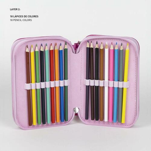 Tredobbelt Penalhus Minnie Mouse Pink 12,5 x 6,5 x 19,5 cm
