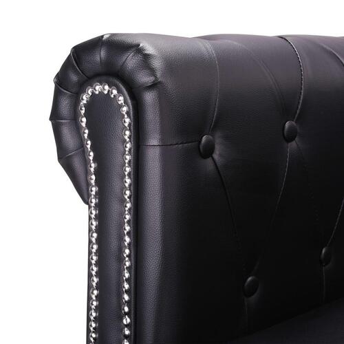 Chaiselong Chesterfield sofa kunstlæder sort